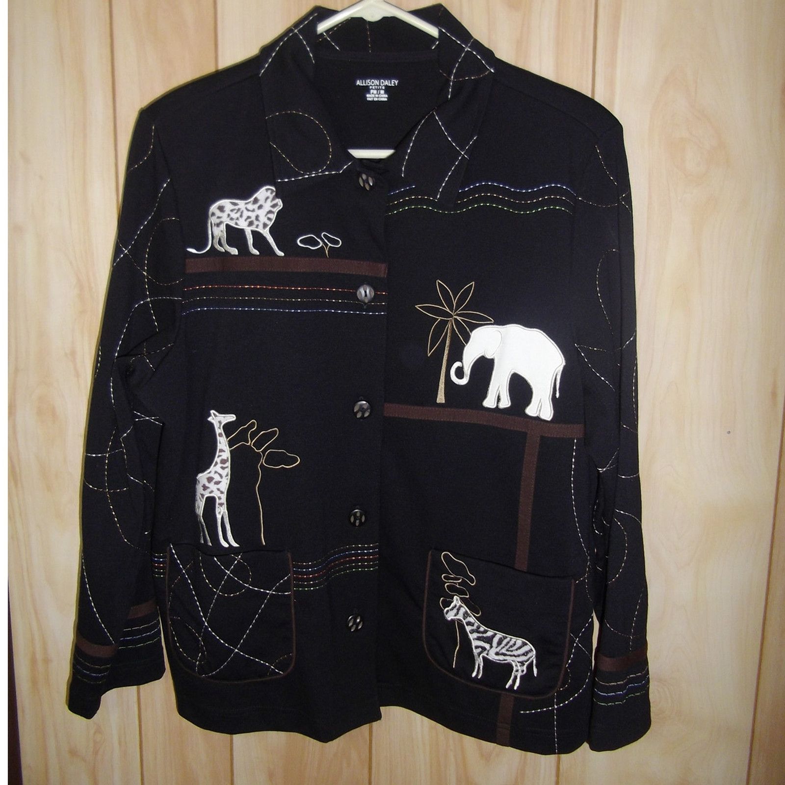 Other Allison Daley Vintage Black Embroidered Animal Jacket XL Size XL / US 12-14 / IT 48-50 - 1 Thumbnail