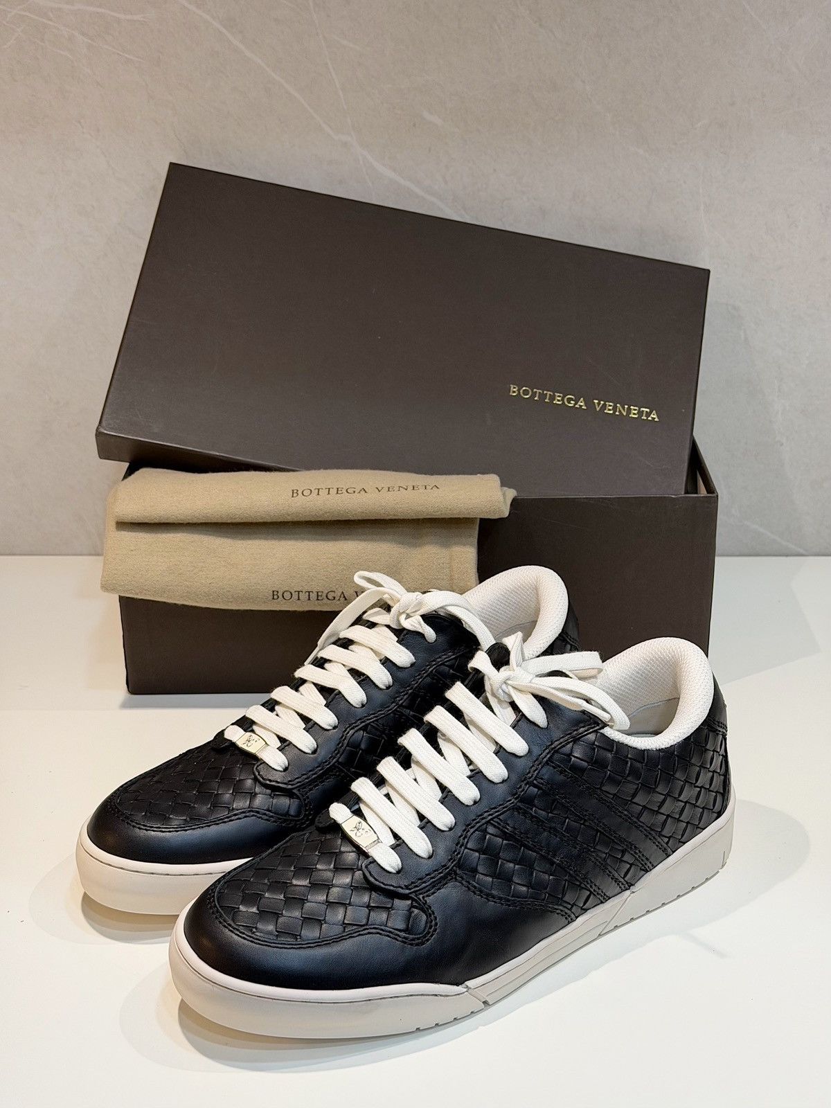 Bottega Veneta BOTTEGA VENETA 2010 Intrecciato Leather Woven Sneakers Black Size US 9 / EU 42 - 3 Thumbnail