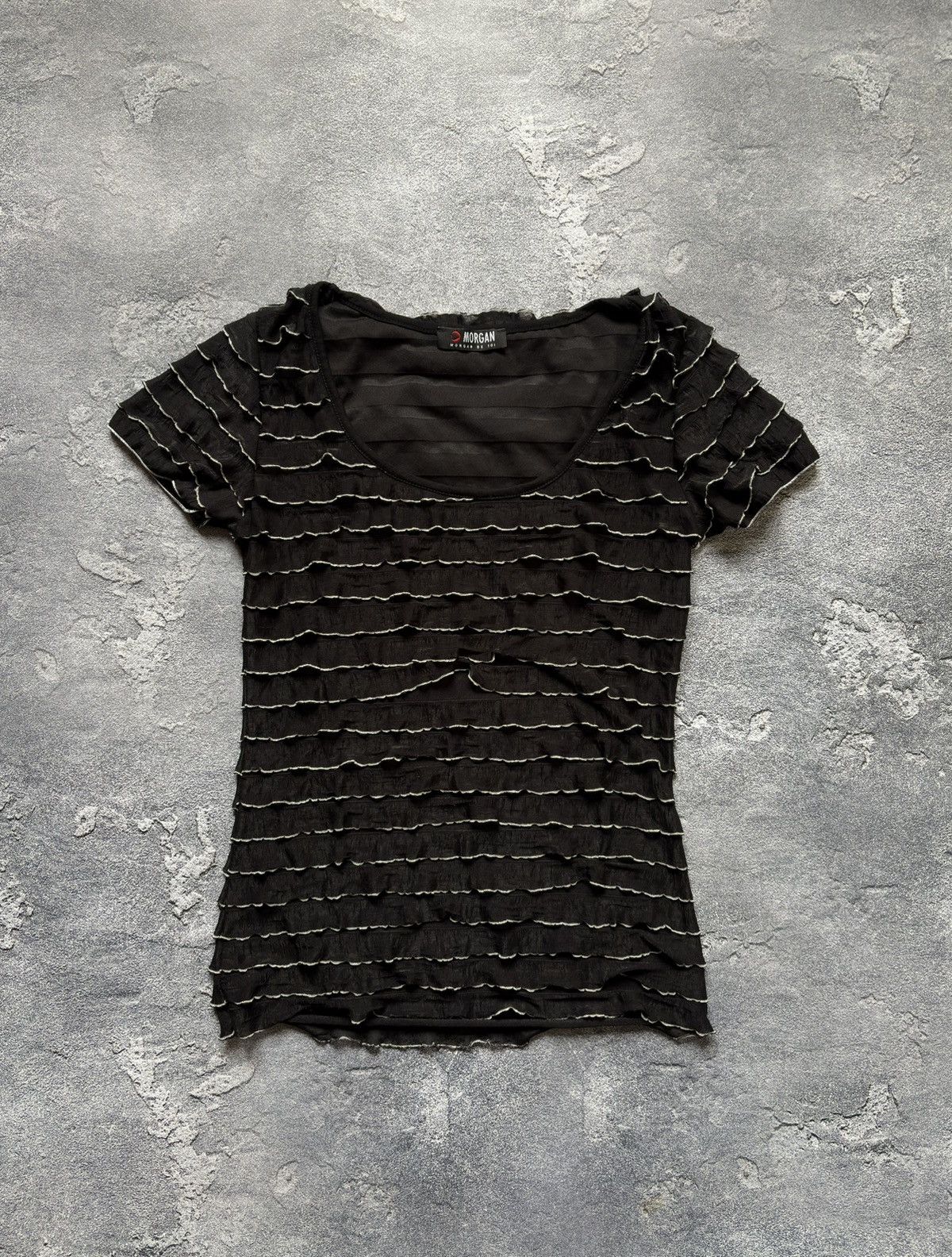 Morgan De Toi Vintage 90s Morgan De Toi Y2K Grunge Tiered Ruffle Mesh Top Size M / US 6-8 / IT 42-44 - 1 Thumbnail