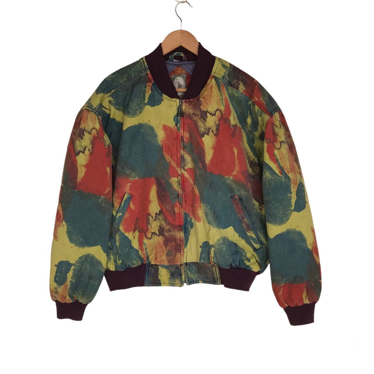 Vintage Cross colour Pyramax art paint bomber canvas jacket