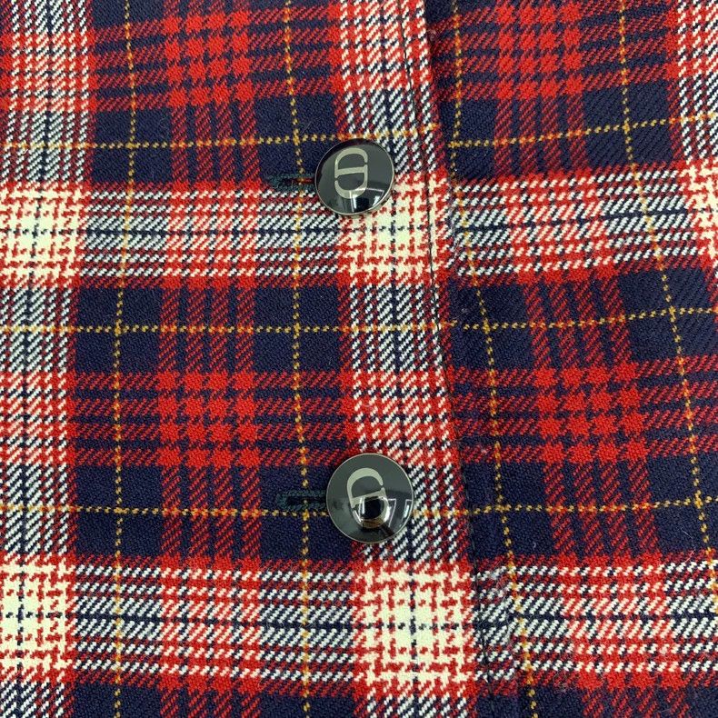 Dior Dior Dark red plaid wool single-breasted casual skirt short Size 24" / US 00 / IT 34 - 5 Thumbnail