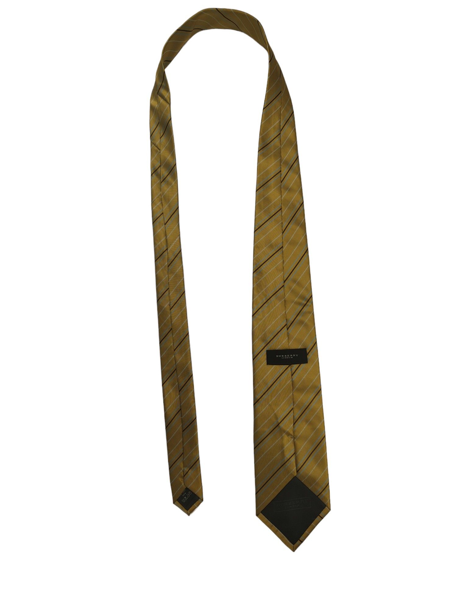 Burberry Mustard Striped Tie Size ONE SIZE - 3 Thumbnail
