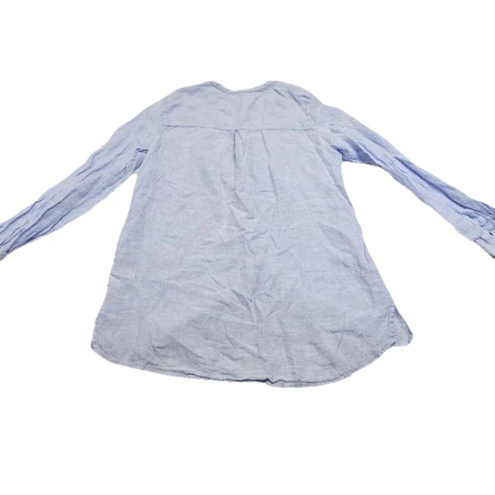 Vintage Sigrid Olsen Blouse Womens M Blue 100% Linen Button Up Long Sleeve Lightweight Tunic Shirt Size M / US 6-8 / IT 42-44 - 5 Thumbnail