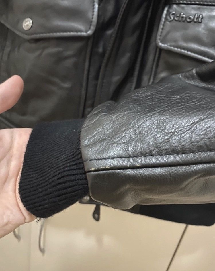 Schott × Vintage Schott NYC Vintage Leather Bomber Jacket BLACK Size US L / EU 52-54 / 3 - 6 Thumbnail