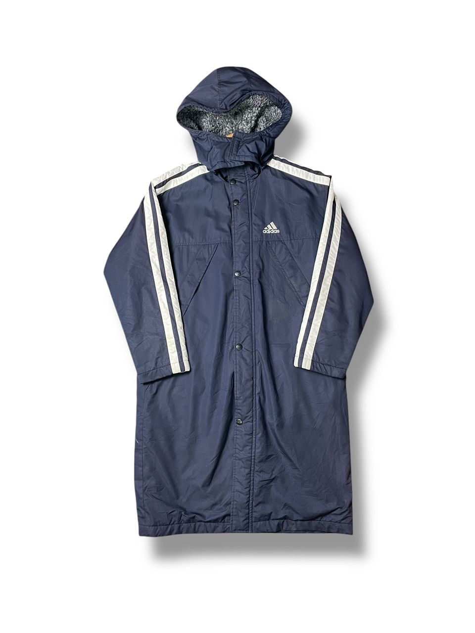 Adidas × Vintage Adidas Long Jacket With Hoodie Zipper/Buttons (2) Size US S / EU 44-46 / 1 - 1 Thumbnail