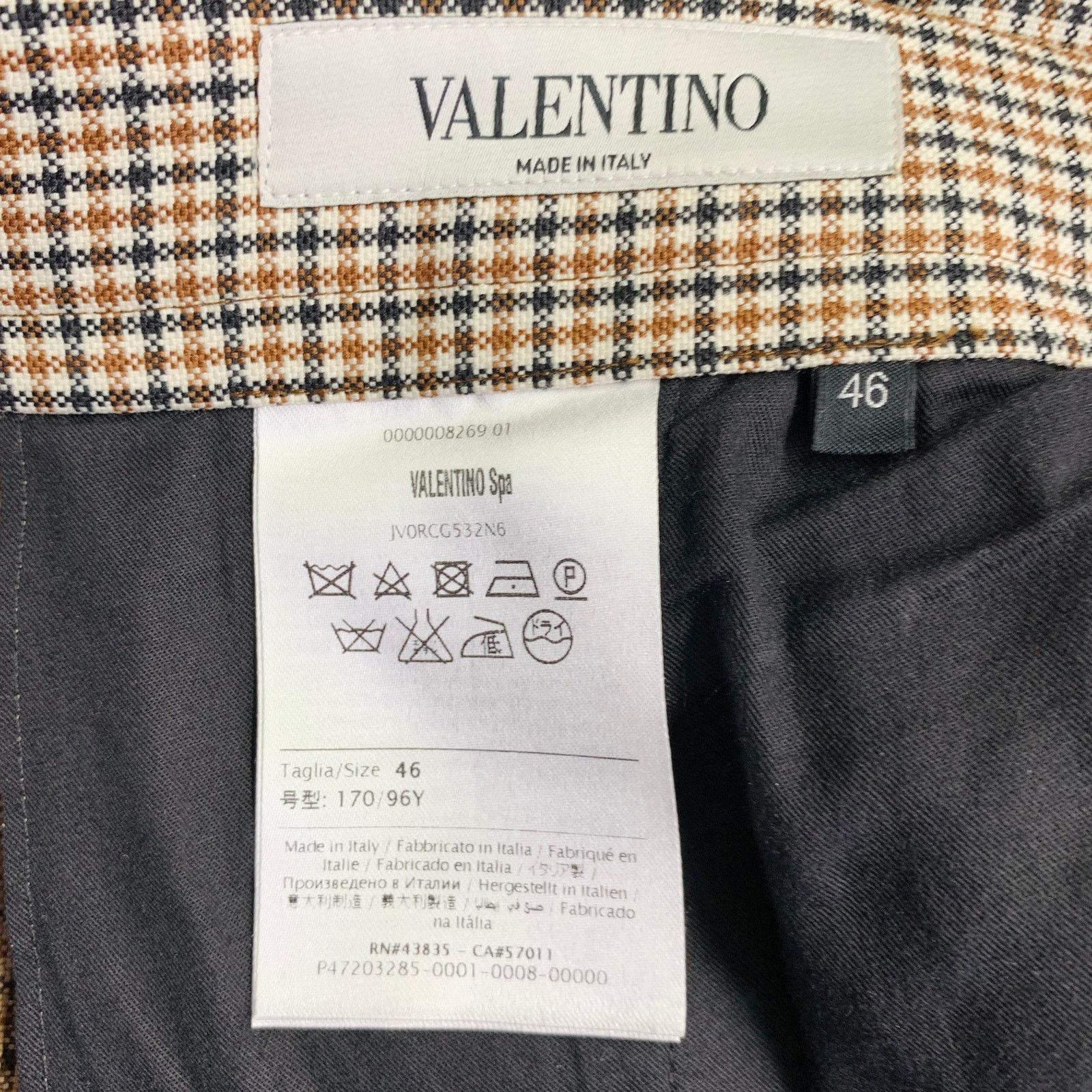 Valentino Size 38 Tan Black White Plaid Wool Notch Lapel Suit Size 38R - 18 Thumbnail