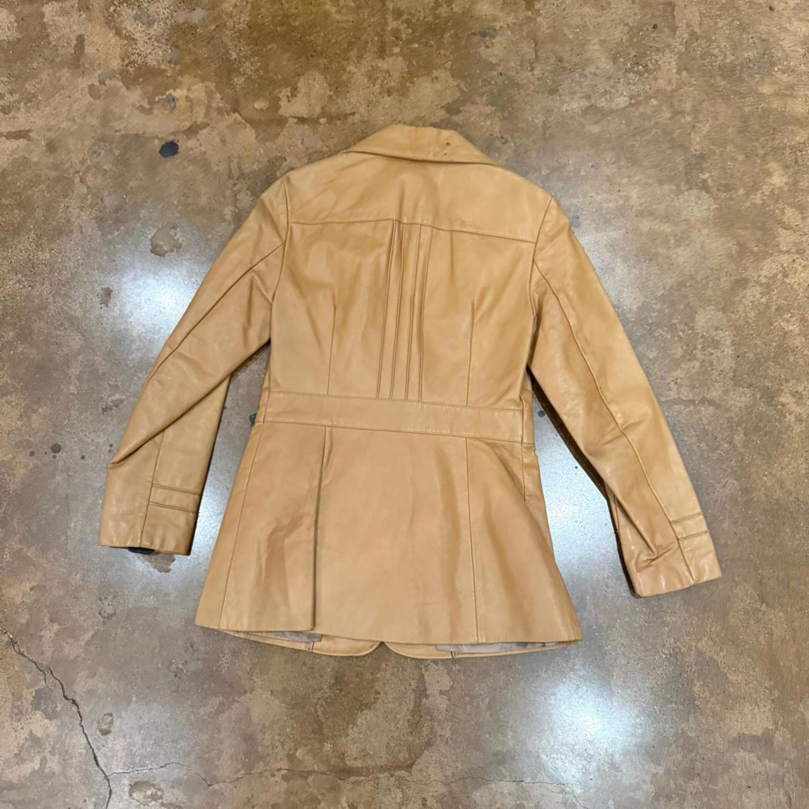 Camel Camel 70s Fitted Collared Leather Jacket Size XS / US 0-2 / IT 36-38 - 8 Thumbnail