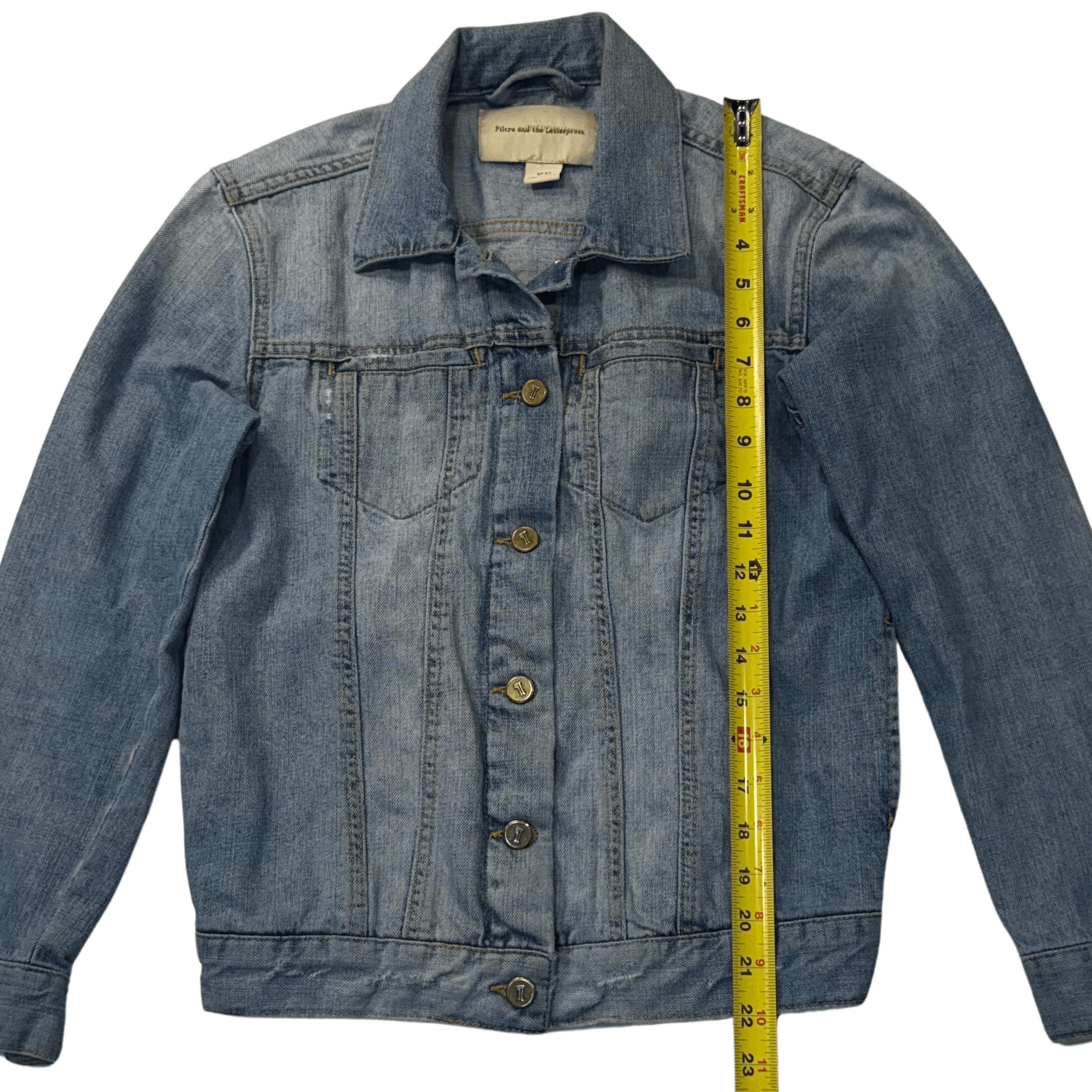 Anthropologie Pilcro and the Letterpress Lightly Distressed Denim Jacket Size XS / US 0-2 / IT 36-38 - 4 Thumbnail