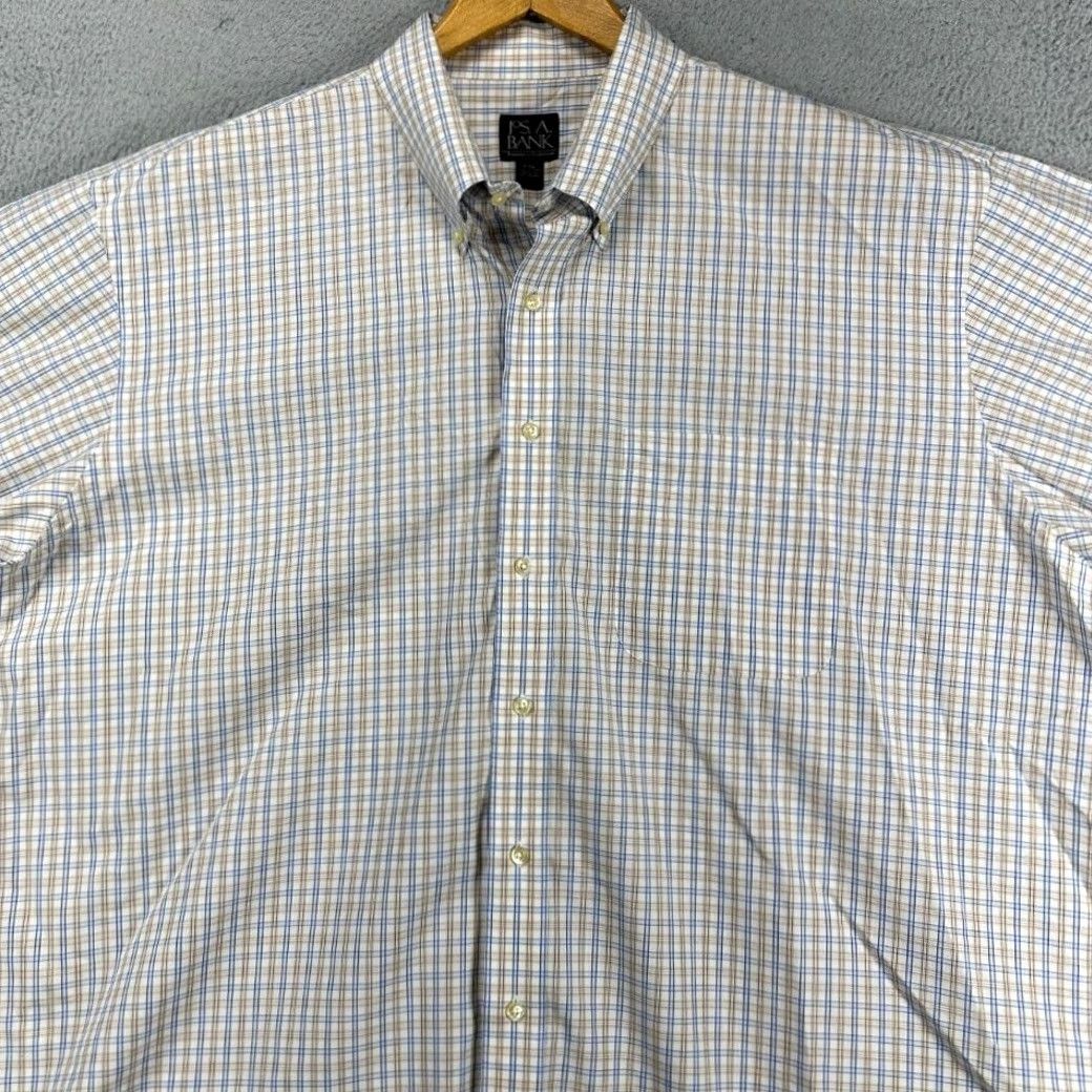 Jos. A. Bank Jos. A. Bank Button-Down Shirt Mens 2XL Brown Blue Plaid Cotton Pocket Casual Size US XXL / EU 58 / 5 - 2 Thumbnail