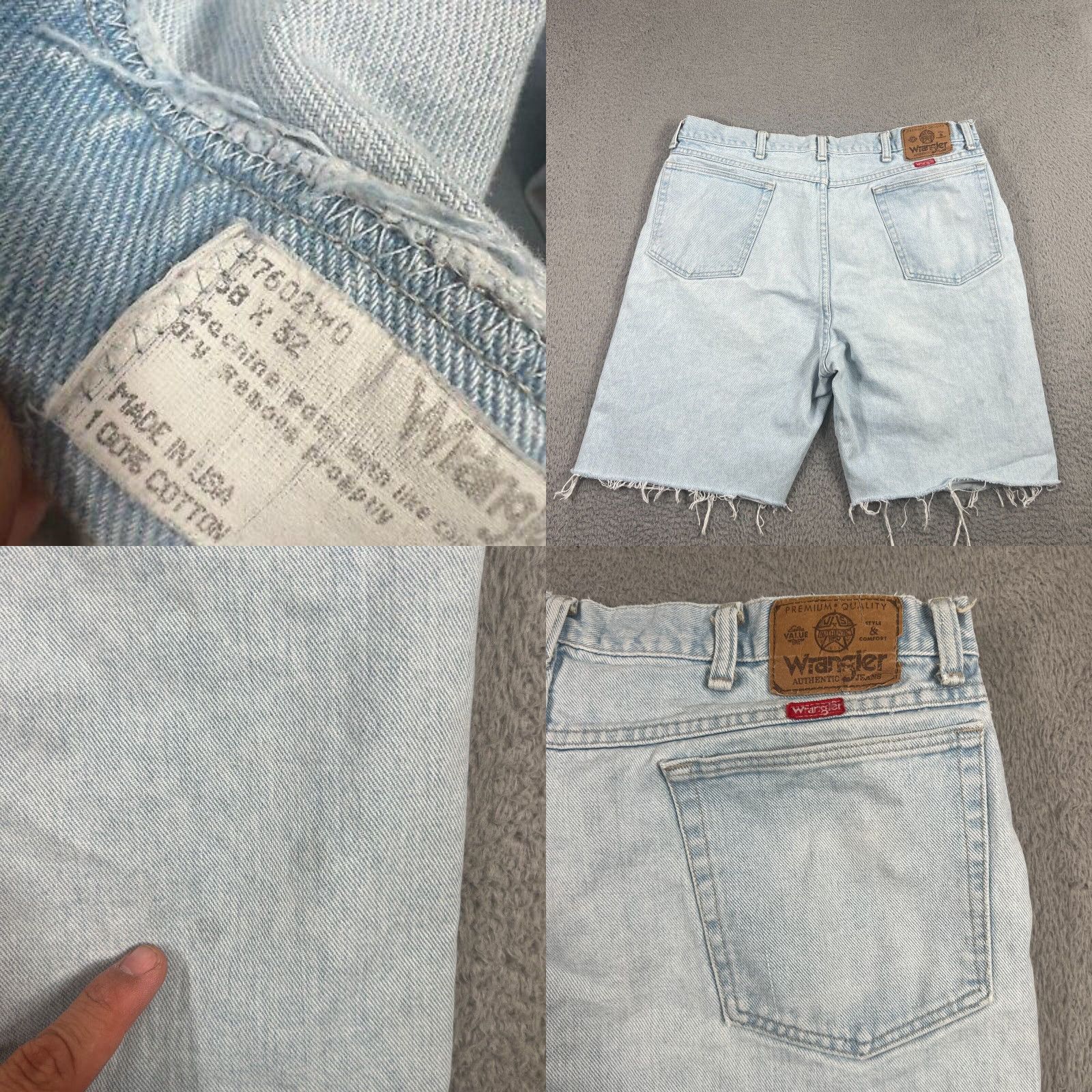Wrangler VINTAGE Wrangler Shorts Mens Bermuda Denim Light Blue 37 9in Inseam Cut Off Grunge 90s USA Mens Size US 37 - 8 Thumbnail