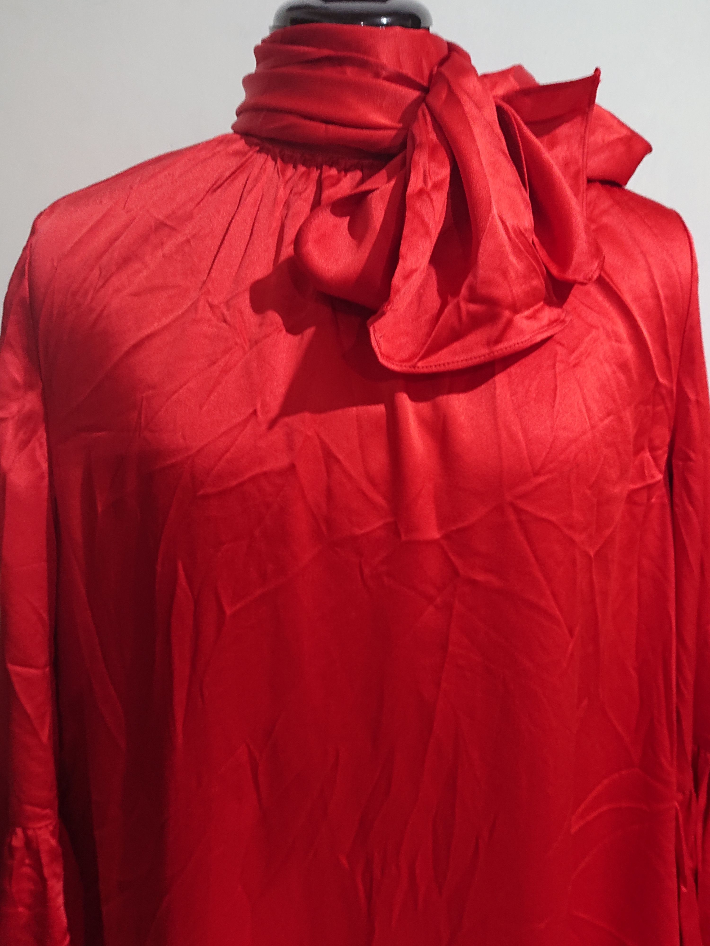Fendi FENDI Pleat-side Tie-neck Satin Mini Dress In Red Size M / US 6-8 / IT 42-44 - 4 Thumbnail