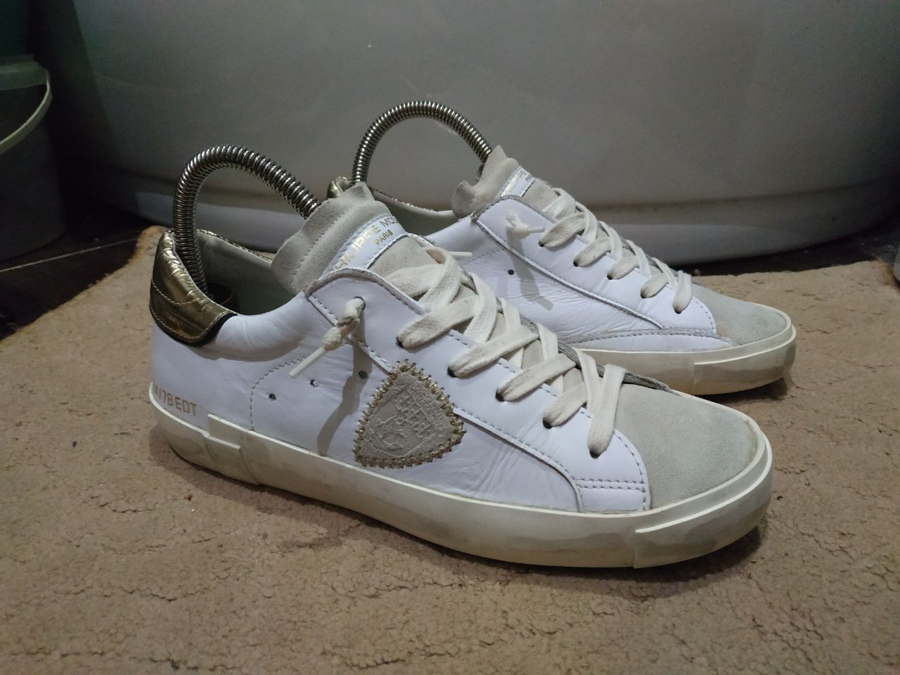 Philippe Model Philippe Model PRHX/78 EDT White Gold Leather Sneakers 38 Size US 7.5 / IT 37.5 - 1 Thumbnail