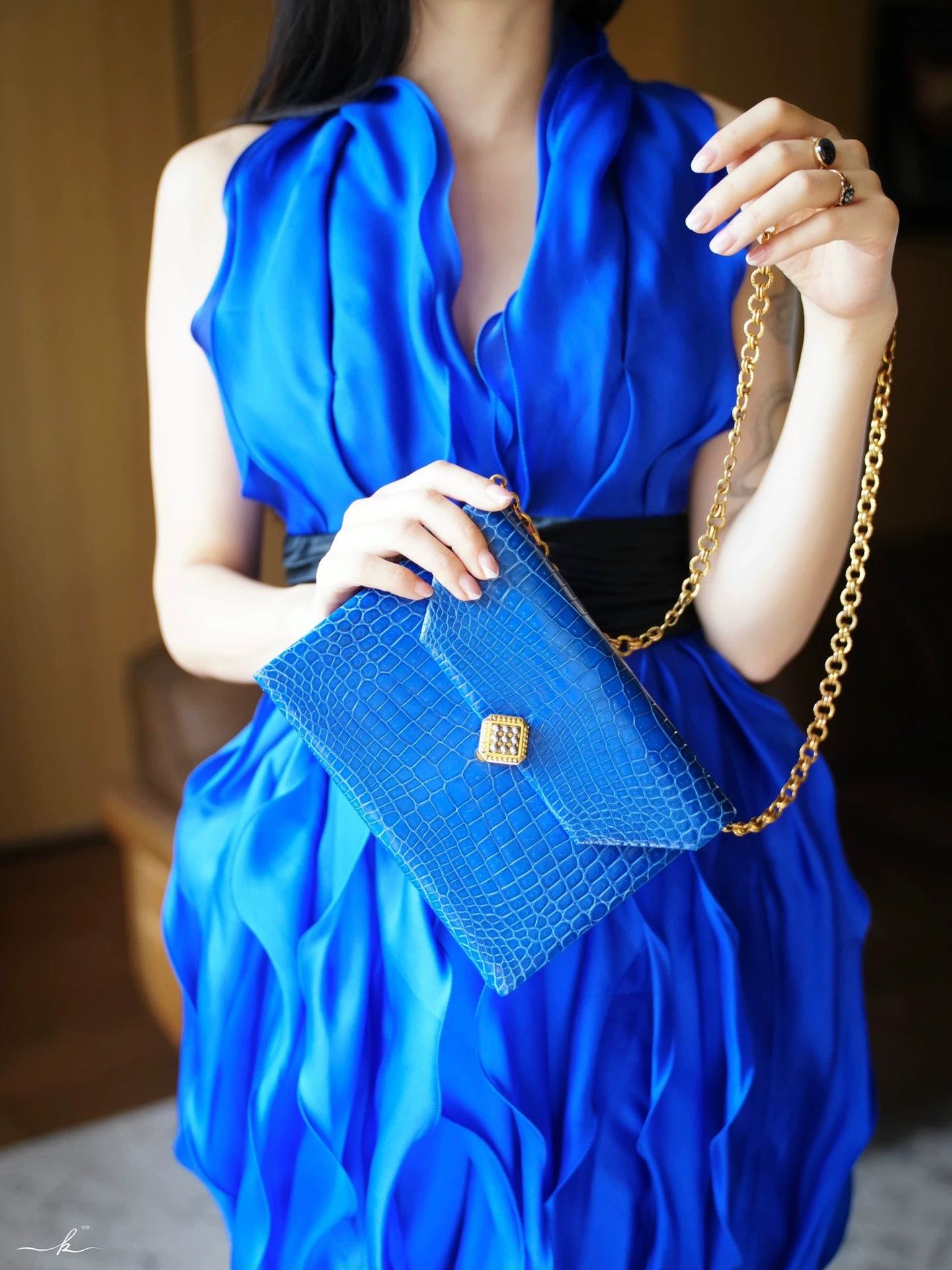 Other Marchesa Notte Royal Blue Silk Halter Neck Mini Dress Size S / US 4 / IT 40 - 8 Thumbnail