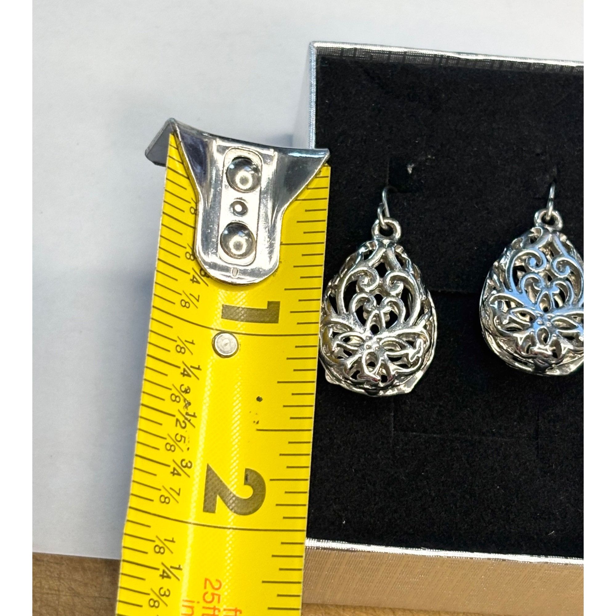 Other Elegant Silver Filigree Teardrop Dangle Earrings With Gift B Size ONE SIZE - 5 Thumbnail