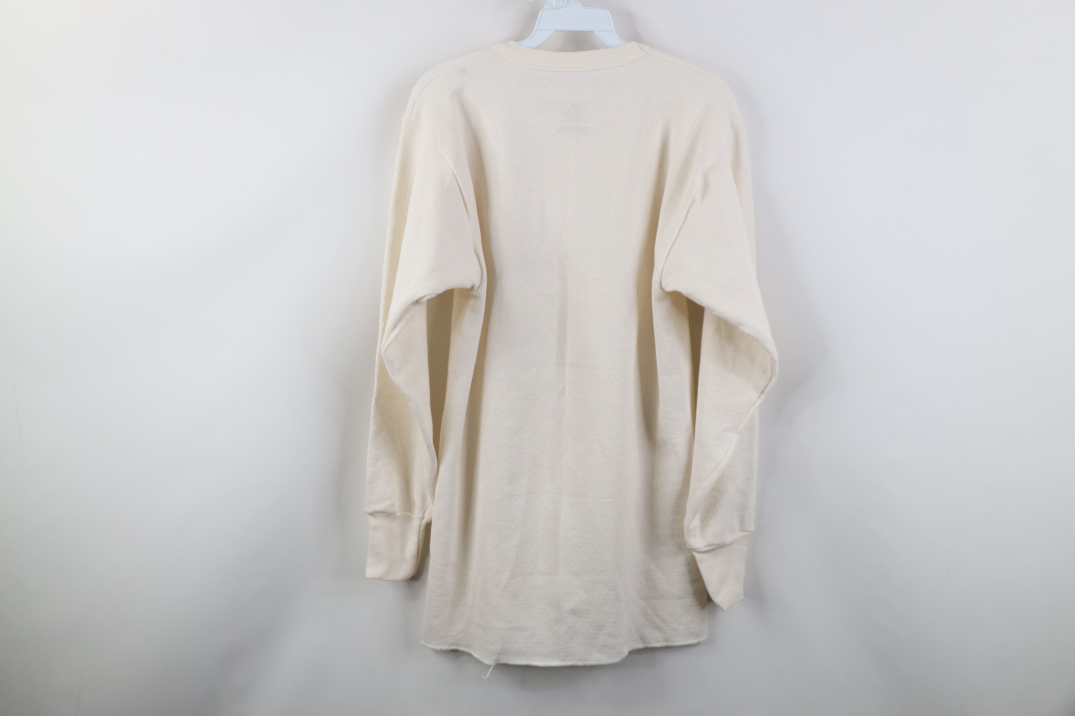 Vintage Vintage Y2K Streetwear Waffle Knit Long Sleeve T-Shirt Cream Size US XL / EU 56 / 4 - 7 Thumbnail