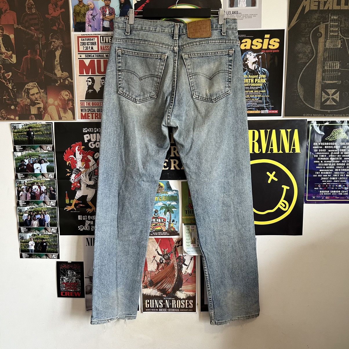 Levi's Vintage Levi’s 505 USA Washed Blue Distressed Denim Size US 35 - 7 Thumbnail