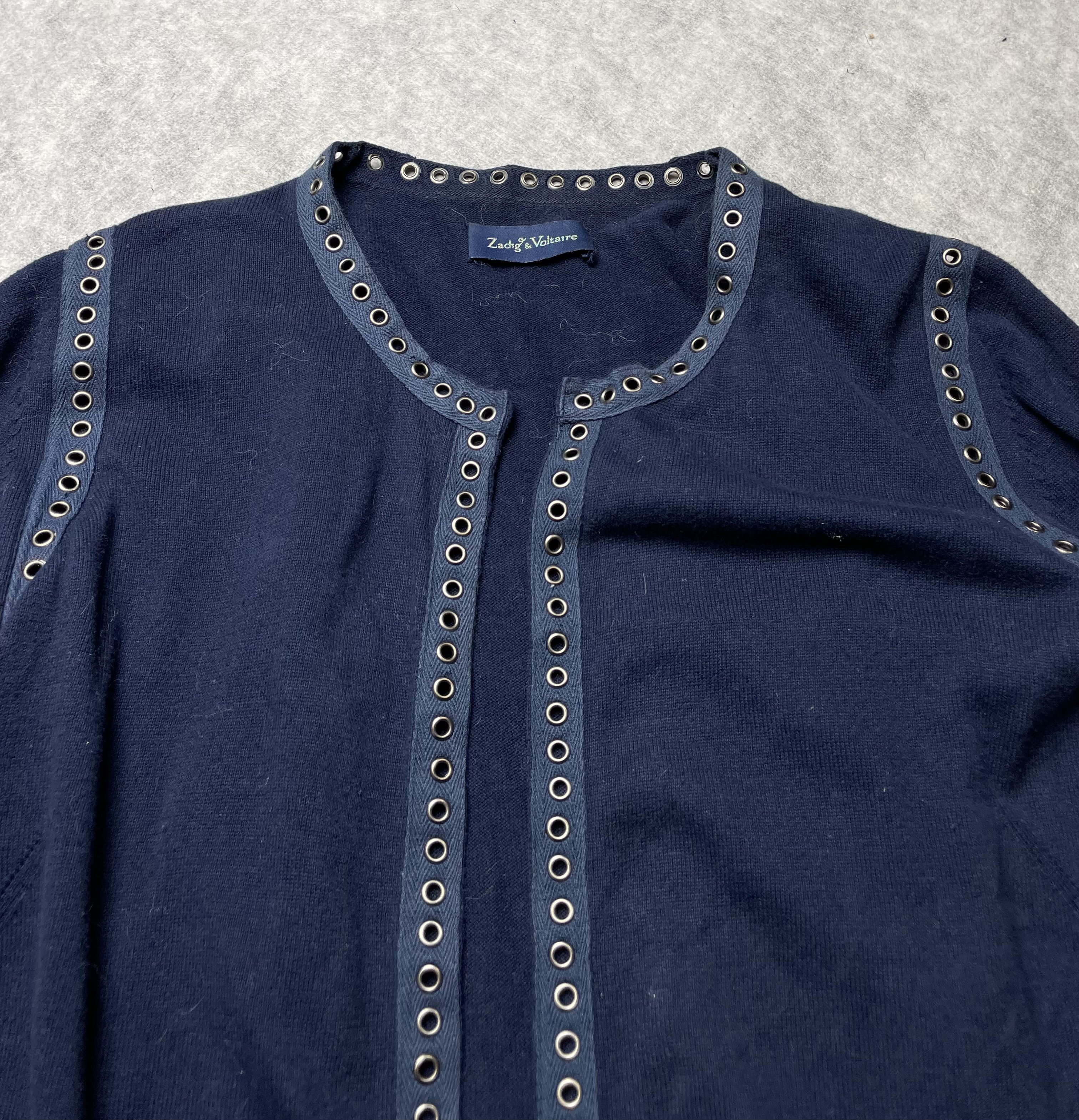Zadig & Voltaire Zadig & Voltaire Navy Blue Cotton Open Coat Cardigan Size M / US 6-8 / IT 42-44 - 6 Thumbnail