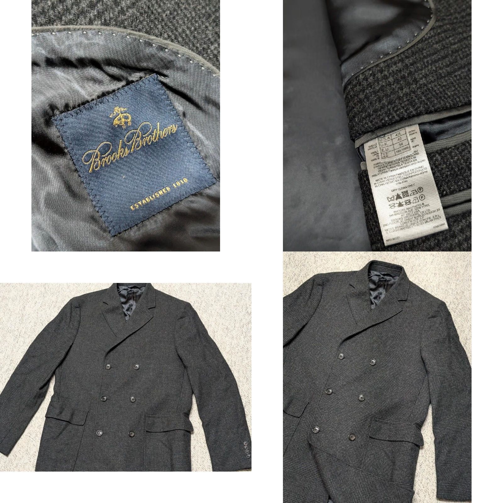 Brooks Brothers VINTAGE Brooks Brothers Overcoat 42L Charcoal Tweed Wool Mens Coat Long Large 42 Chest Plaid Event 40s 50s Mens Size US XS / EU 42 / 0 - 8 Thumbnail