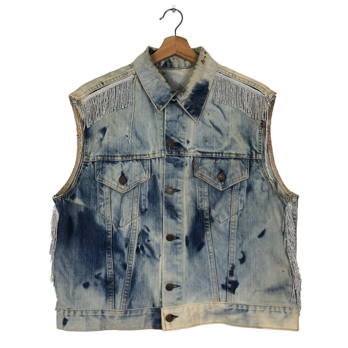 Levi's 🔥80’s TRUE VINTAGE BIG E TANK TOP TRUCKER DENIM CUSTOM Size US M / EU 48-50 / 2 - 2 Thumbnail