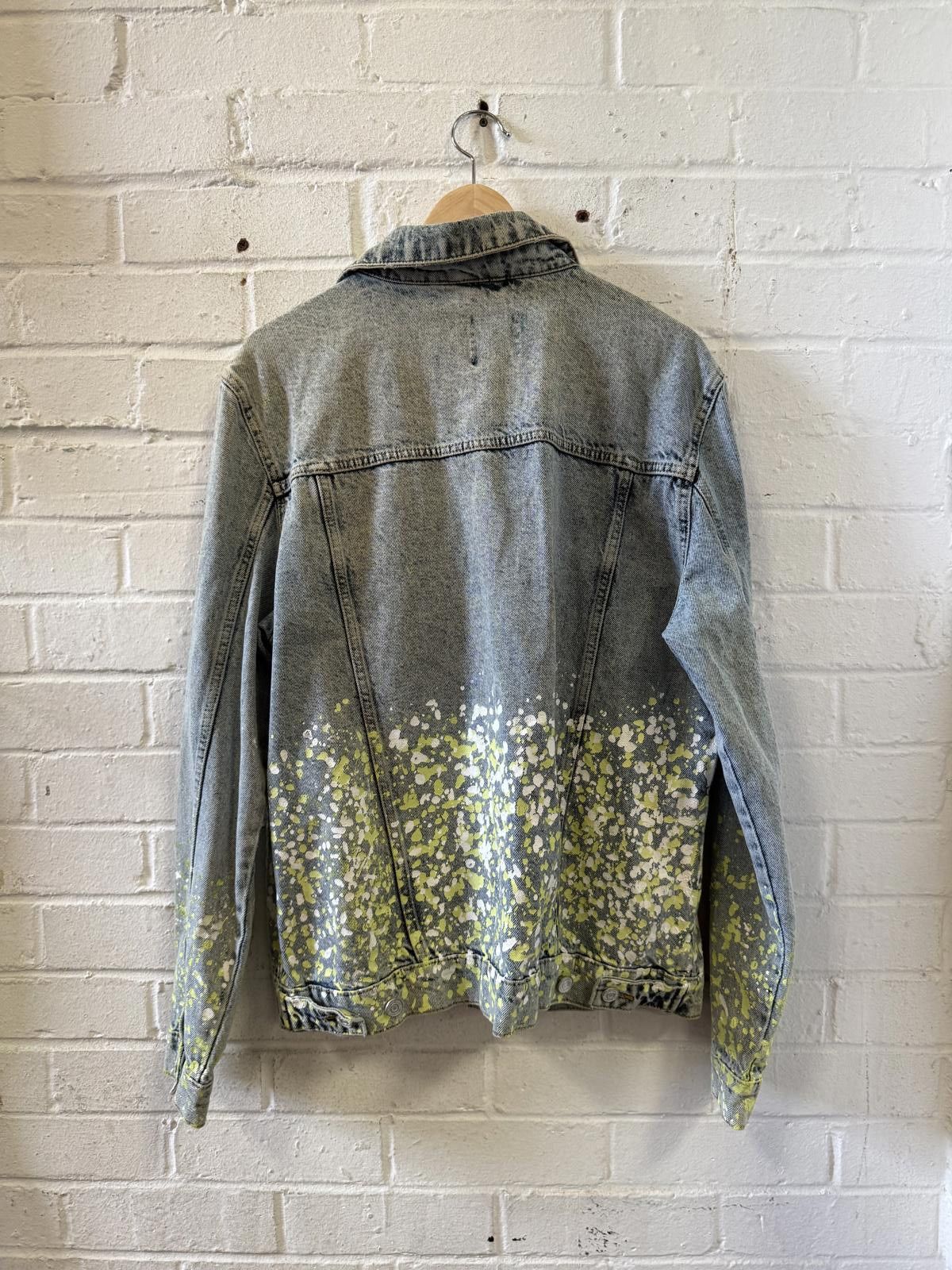 Mavi Men's Mavi Denim Jacket with Yellow and White Splatter Paint Size US L / EU 52-54 / 3 - 5 Thumbnail
