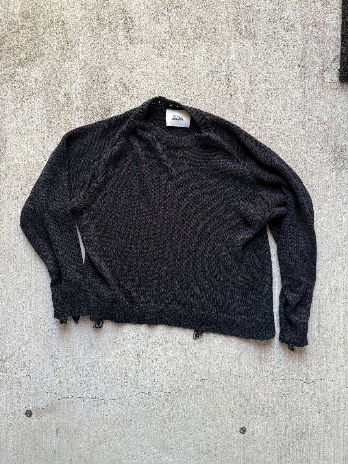 Daniel Simmons Distressed cotton knit sweater Size US L / EU 52-54 / 3 - 2 Thumbnail