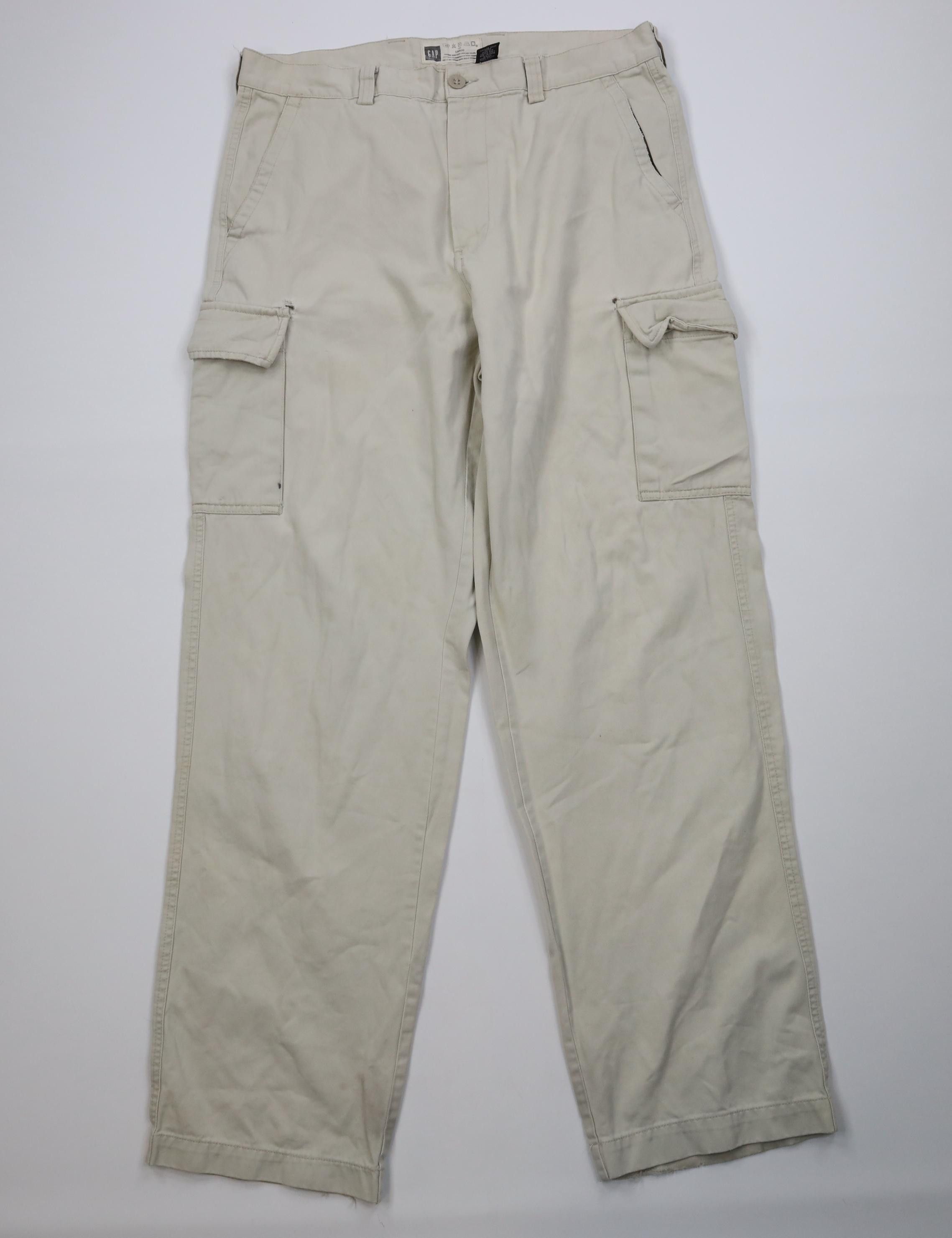 Gap Vintage 90s Y2K Gap Baggy Wide Leg Cargo Pants Stone Cotton Size US 34 / EU 50 - 1 Thumbnail