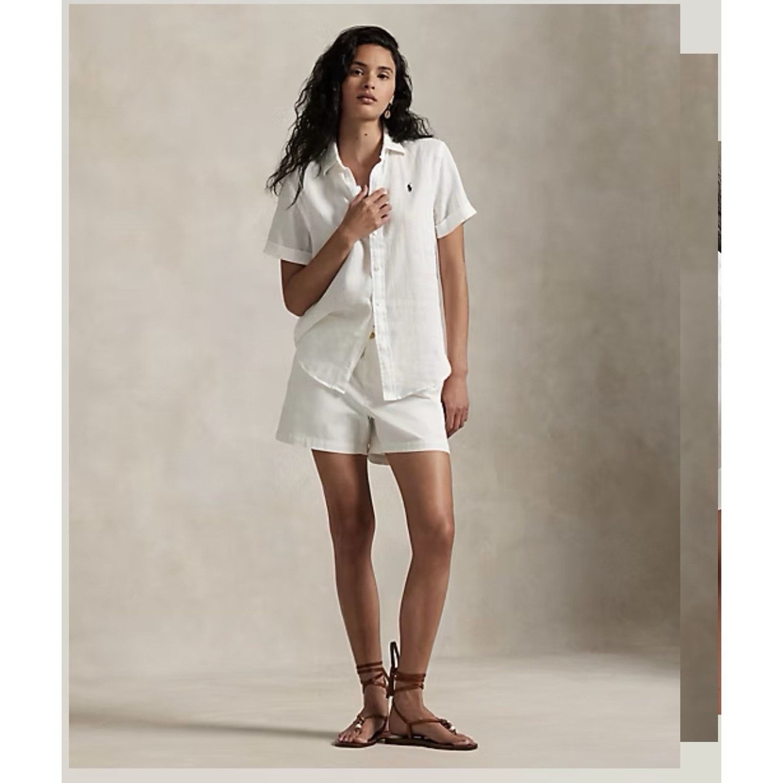 Polo Ralph Lauren NWT Polo Ralph Lauren Linen Shirt women White Short Sleeve Size US L / EU 52-54 / 3 - 10 Thumbnail