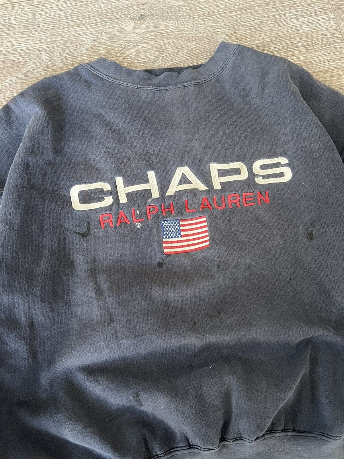Chaps Ralph Lauren × Polo Ralph Lauren × Vintage Vintage 💥 Chaps Ralph Lauren USA Flag Sweatshirt distressed Size US M / EU 48-50 / 2 - 8 Thumbnail