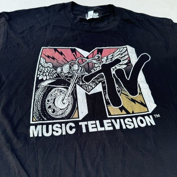 Designer × Mtv NEW MTV MOTORCYCLE LOGO BLACK T-SHIRT SZ LARGE L Size US L / EU 52-54 / 3 - 3 Thumbnail
