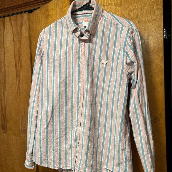 Armor-Lux Armor Lux Pink and Blue Striped Casual Button Down Shirt Size US M / EU 48-50 / 2 - 8 Thumbnail