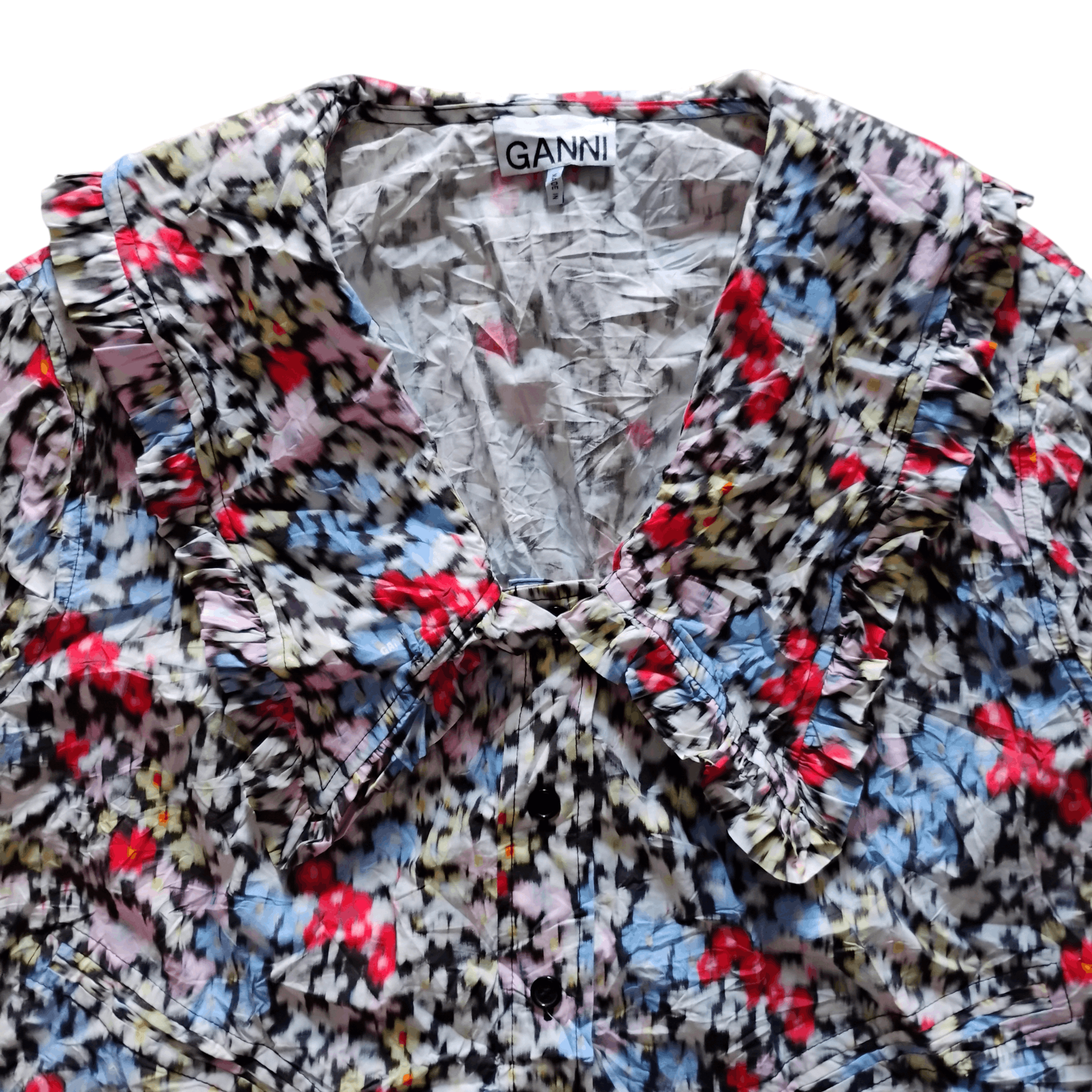 Ganni Ganni Floral Crinkle Collar Blouse Size S / US 4 / IT 40 - 2 Thumbnail