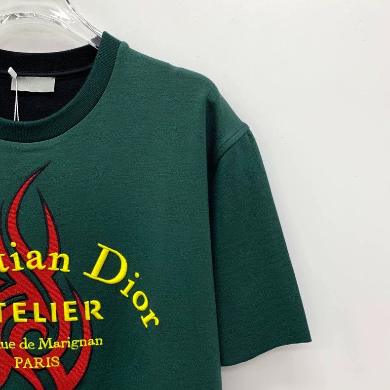 Dior Dior Dark green logo letter flame embroidery round-neck sh Size US L / EU 52-54 / 3 - 3 Thumbnail