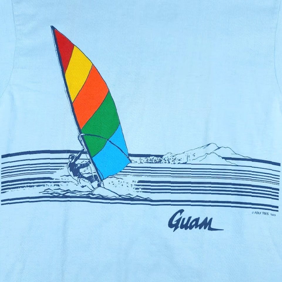 Vintage VINTAGE Poly Tees Windsurfing Guam T Shirt Mens S Blue 80s Rainbow Made In USA Mens T-Shirt Rainbow Surf Guam 80s Size US S / EU 44-46 / 1 - 3 Thumbnail