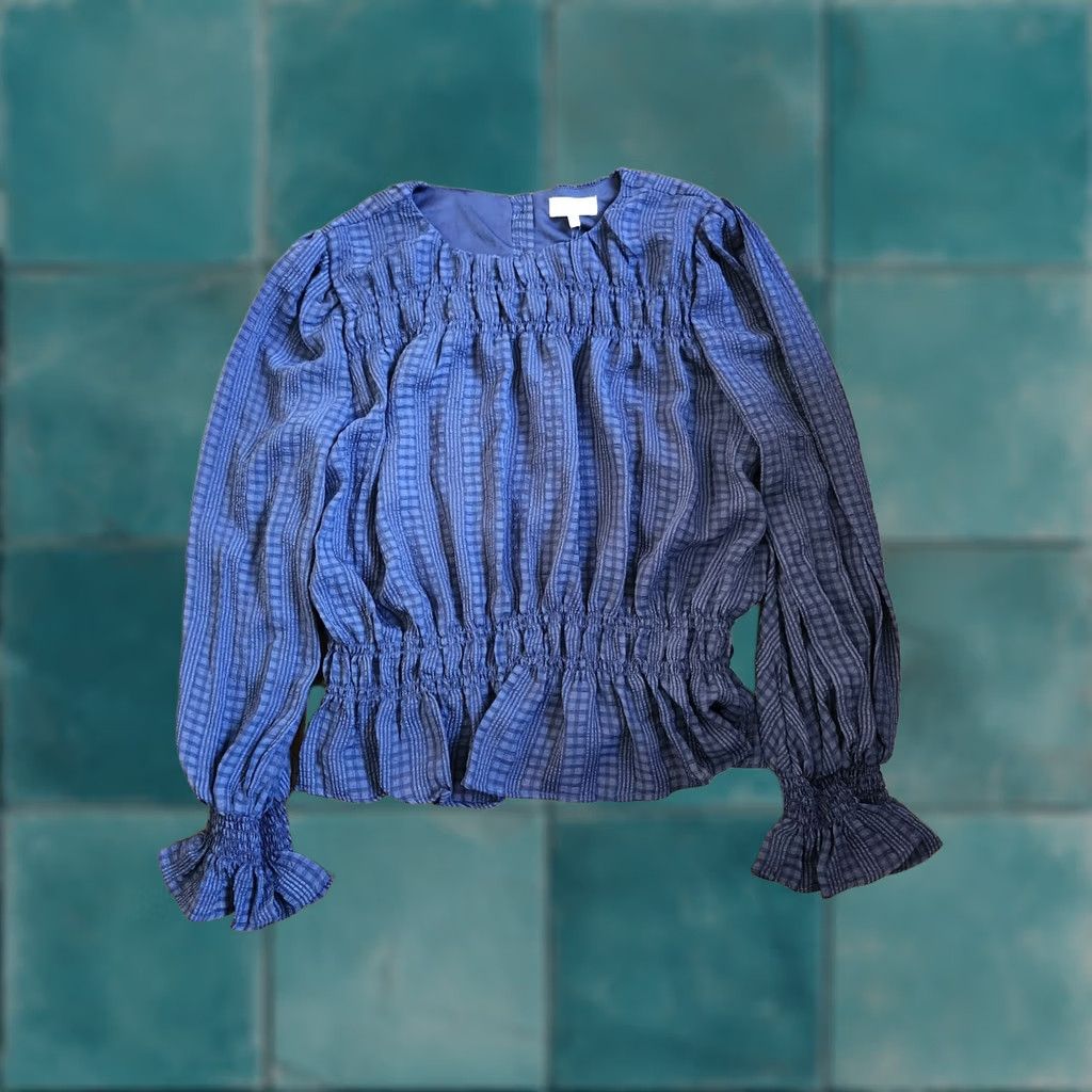 Vintage NSR Blouse Shirt - Womens Blue Long Sleeve Pleated - XL - NWT Size XL / US 12-14 / IT 48-50 - 1 Thumbnail