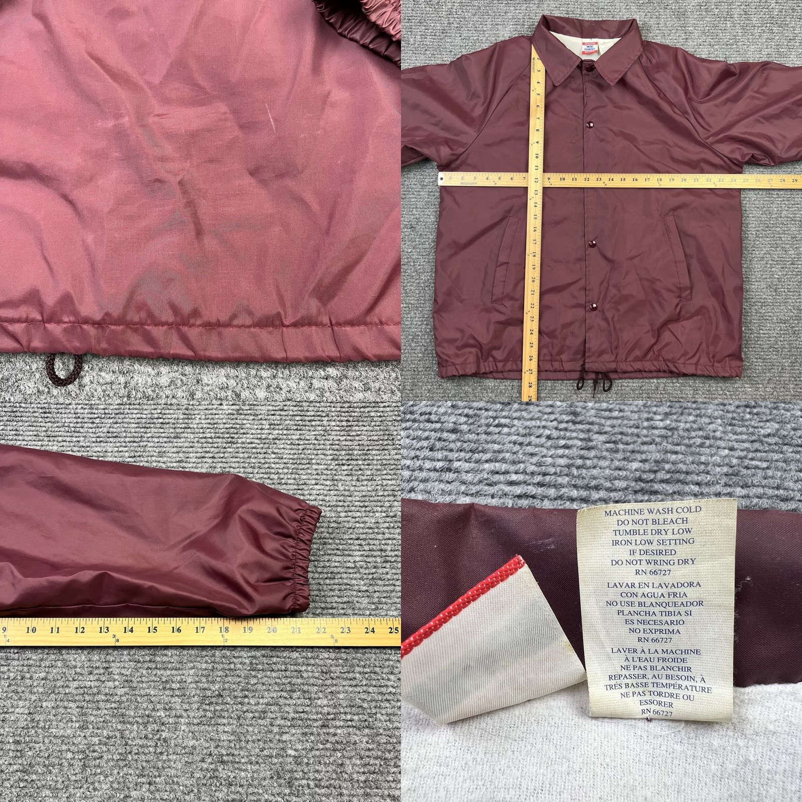 Athletic Works VINTAGE Athletic Works Windbreaker Jacket L Burgundy Nylon 80s 90s Stylish Collared Snap Pockets Lined Men Large US Made Size US L / EU 52-54 / 3 - 8 Thumbnail