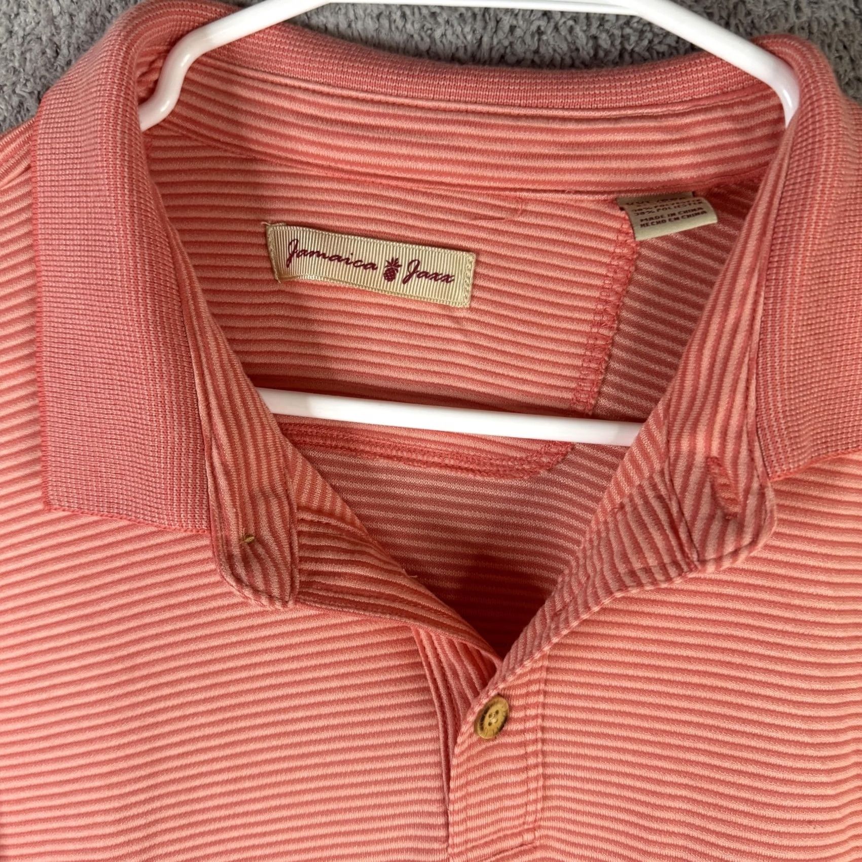 Vintage Jamaica Jaxx Polo Shirt Mens 2XL Pink Stripe Short Sleeve Casual Knit Modal Blend Button Front Placket Size US XXL / EU 58 / 5 - 5 Thumbnail