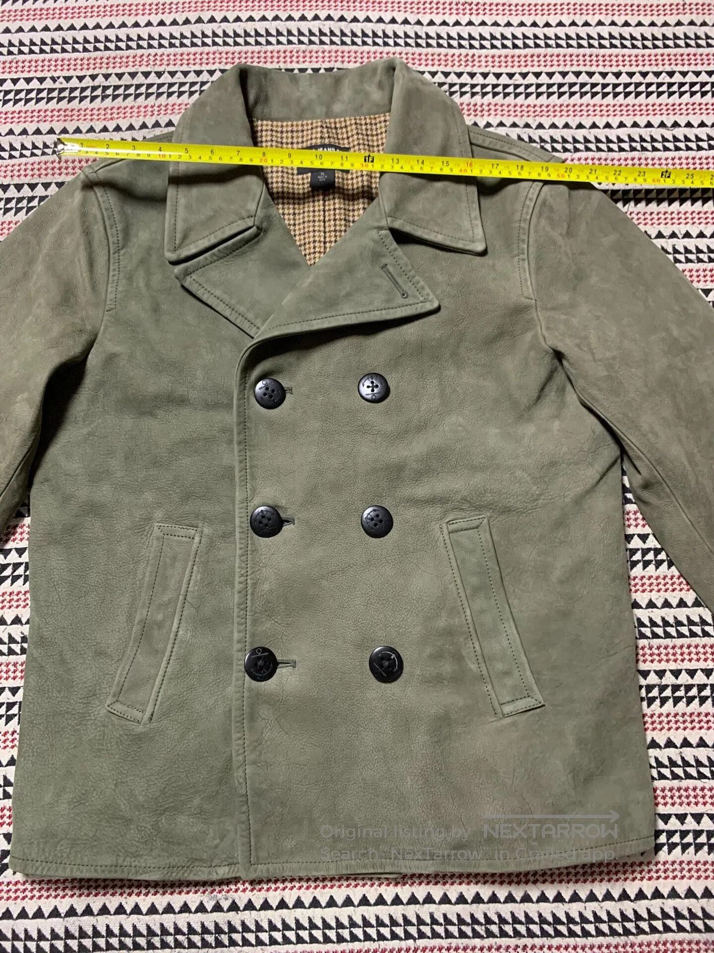 Vintage green peacoat jacket with wool lining. Size US XL / EU 56 / 4 - 6 Thumbnail