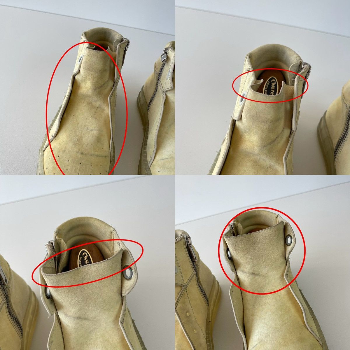 Rick Owens Rick Owens Island Dunk Distressed Hi-Top Zip Sneakers Milk Size US 6 / EU 39 - 14 Thumbnail
