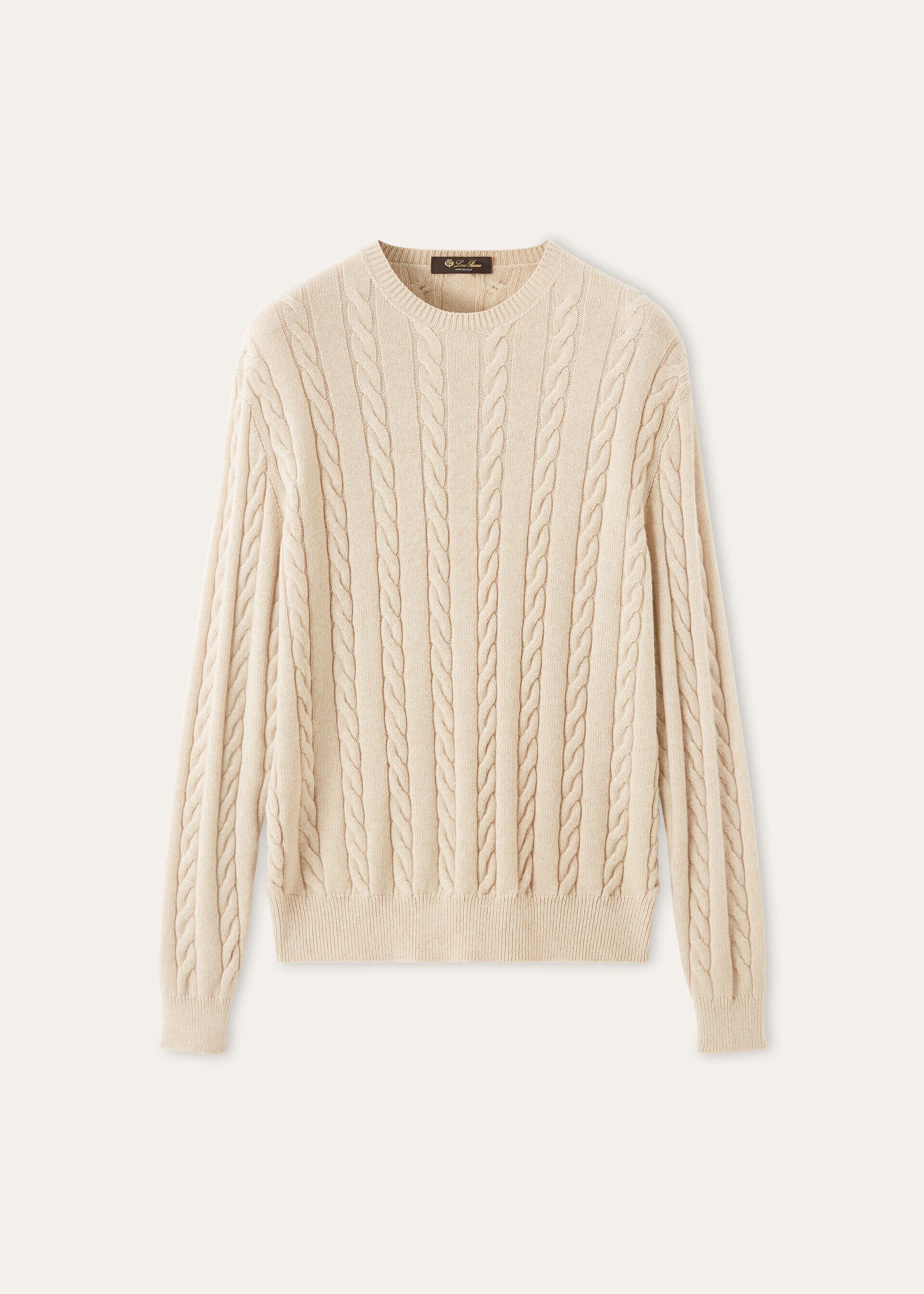 Loro Piana os11x0226 FAQ4517 Cedar Crewneck Sweater in Natural Melange Size US XL / EU 56 / 4 - 1 Thumbnail