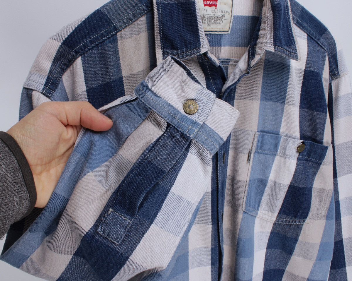 Levi's × Vintage LEVIS Vintage Authentic Plaid Metal Button Silver Tab Shirt Size US L / EU 52-54 / 3 - 3 Thumbnail