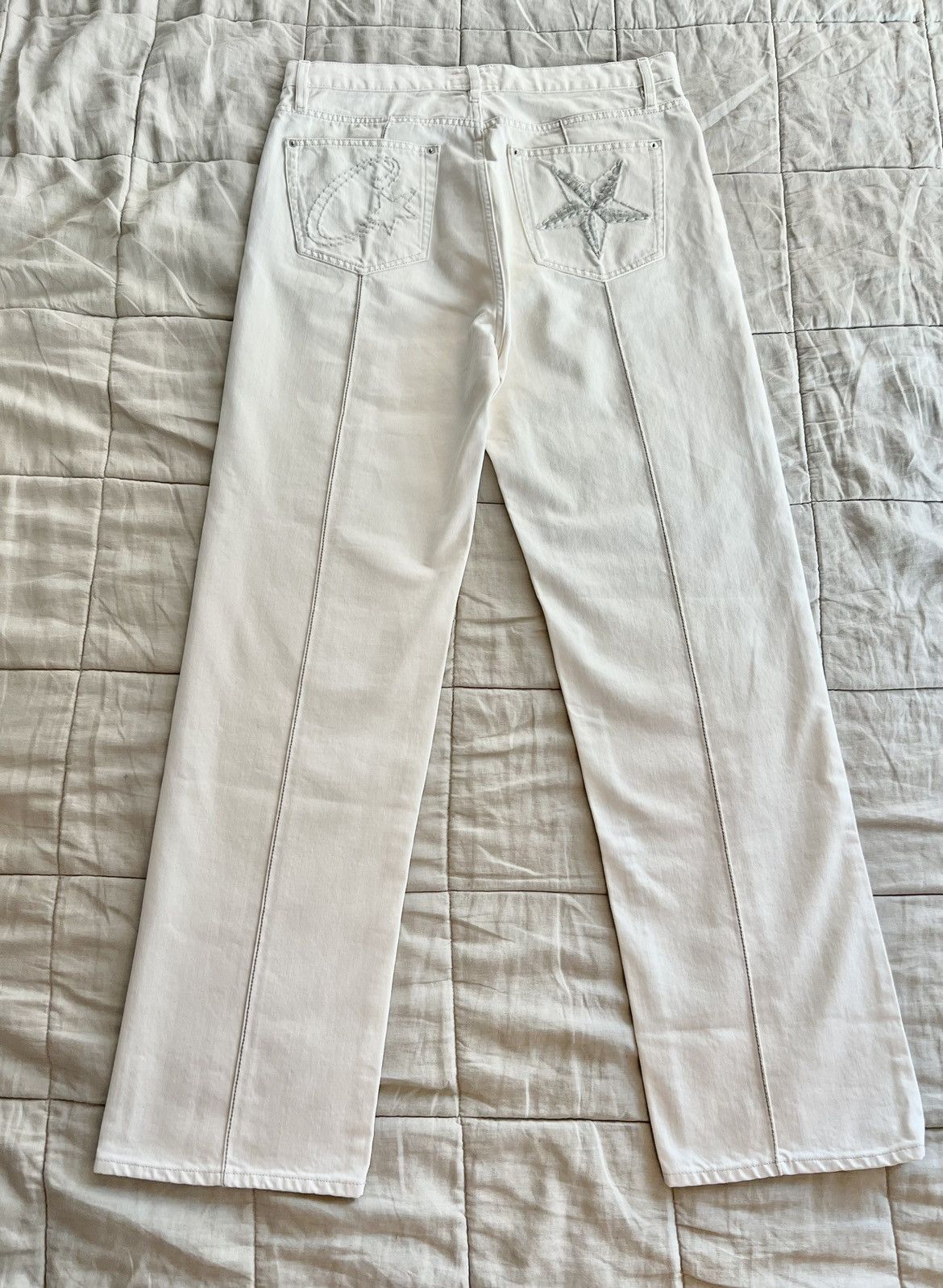 Pre-owned Corteiz X Vintage Corteiz C-star Denim Jeans “white” Large