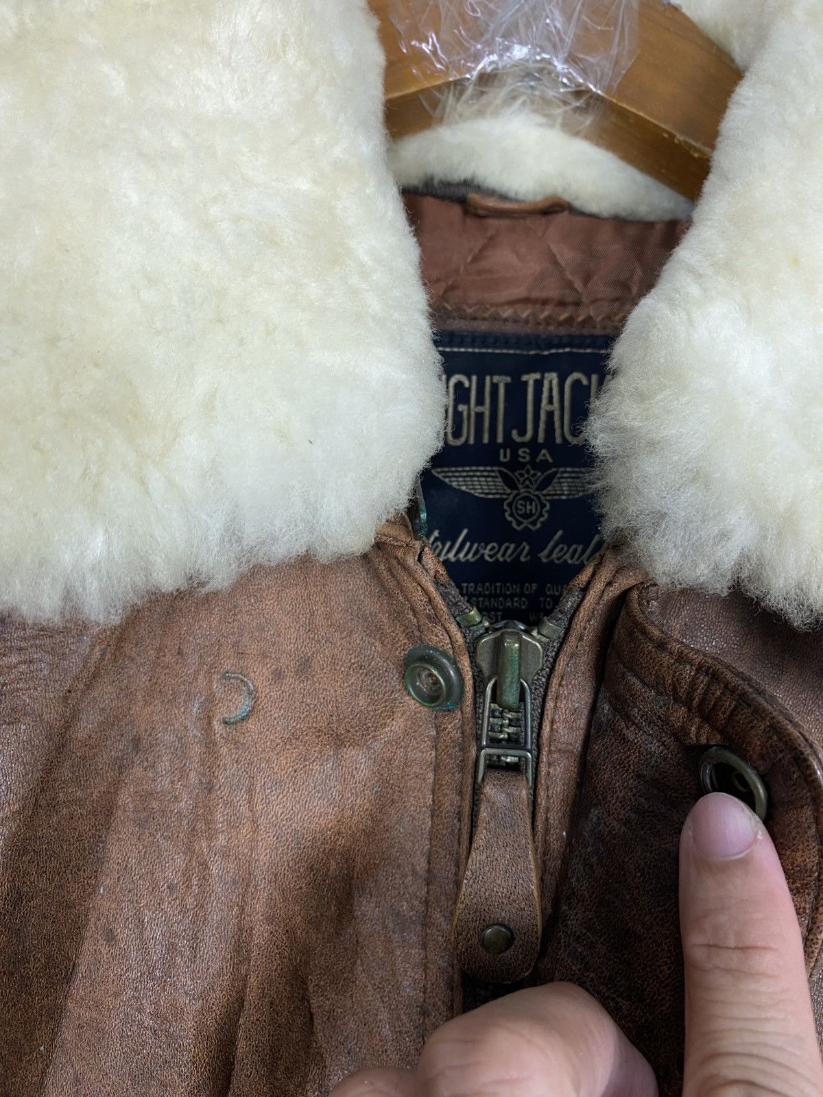 Vintage Rare‼️ Vintage Stylish Leather Flight Jacket Sherpa Collar Size US L / EU 52-54 / 3 - 7 Thumbnail