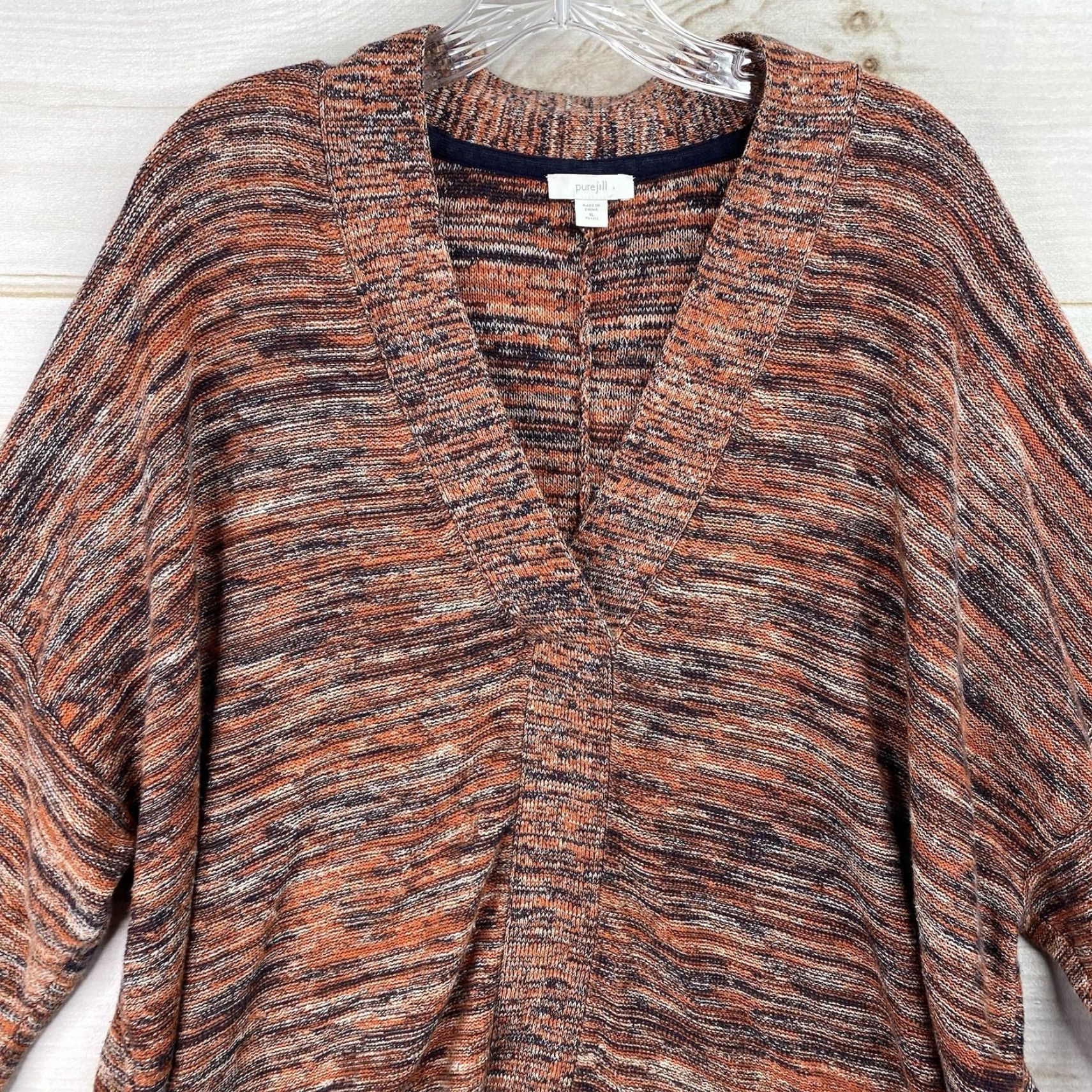 J. Jill J. Jill Sweater Womens XL Petite Multicolor Striped Knit V-Neck 3/4 Sleeve Pullover Collarless Hand Wash Fall Spring Womens Size XL / US 12-14 / IT 48-50 - 2 Thumbnail