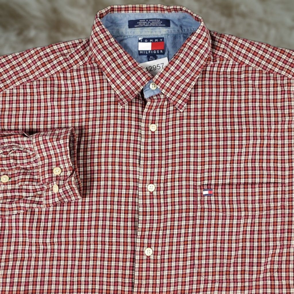Tommy Hilfiger Tommy Hilfiger Shirt Mens XL Red Plaid Button-Up Long Sleeve Casual & Formal Button-Front Size US XL / EU 56 / 4 - 1 Thumbnail