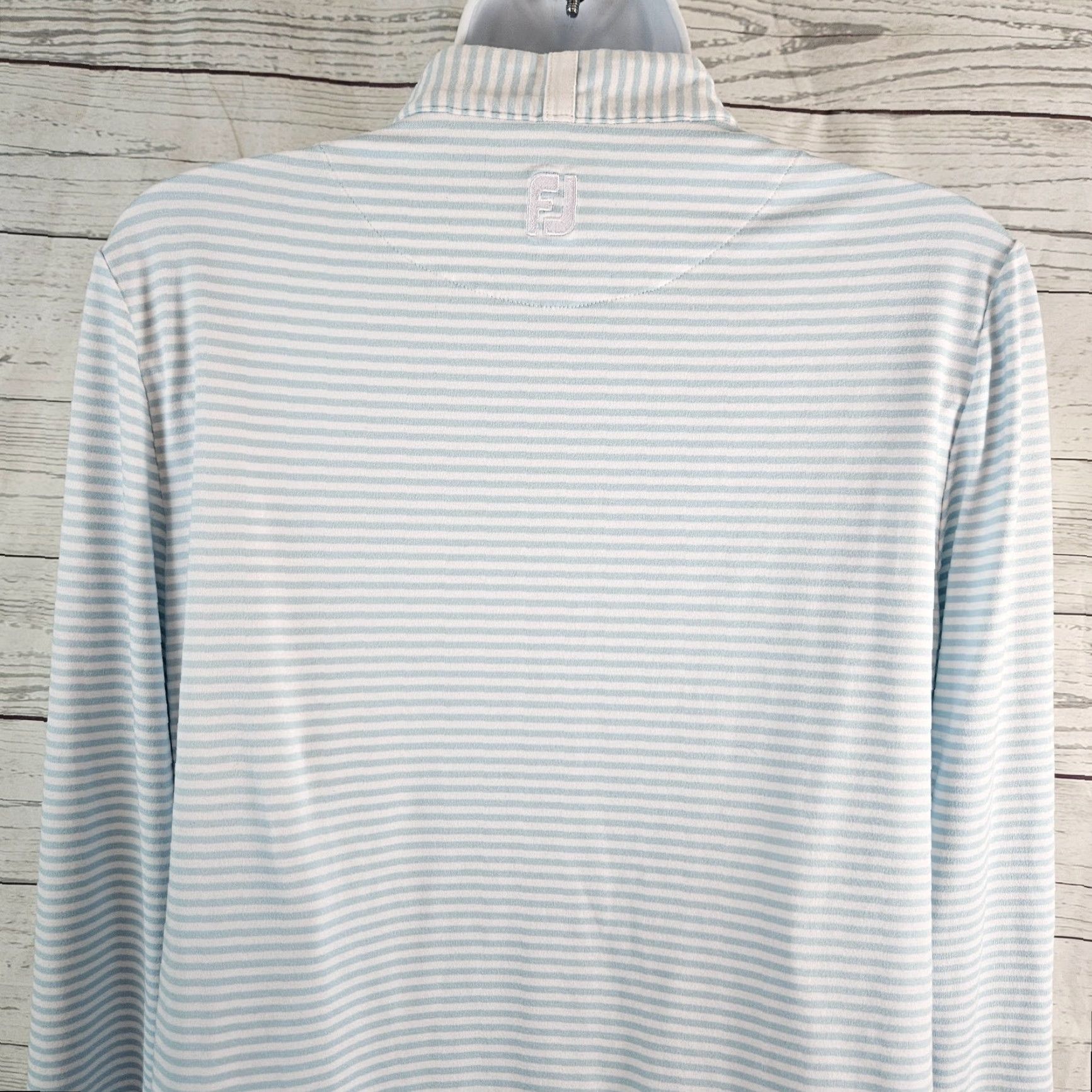 Footjoy Footjoy Womens 1/4 Zip Pullover Sz Medium Blue White Striped Long Sleeve Shirt Size M / US 6-8 / IT 42-44 - 4 Thumbnail