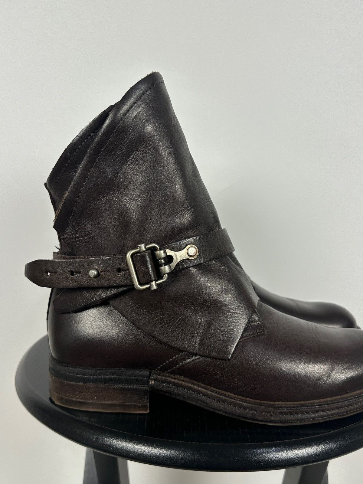 A.S.98 A.S.98. Airstep Brown Leather Biker Buckle Strap Ankle Boots Size US 8 / IT 38 - 14 Thumbnail