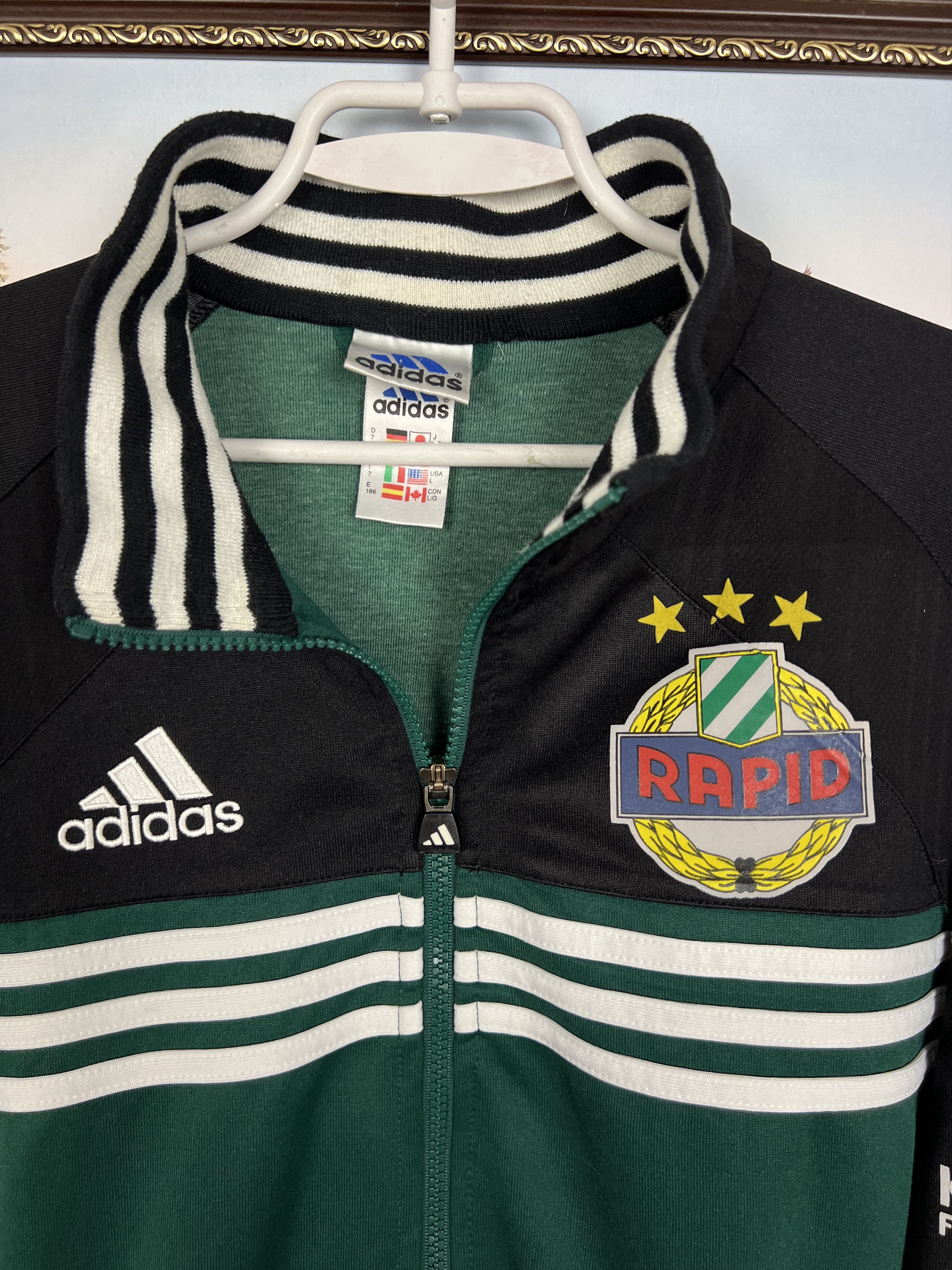 Adidas Vintage 90's Adidas SK Rapid Wien Football Jacket Soccer Size US L / EU 52-54 / 3 - 3 Thumbnail