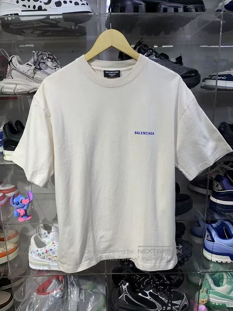 Balenciaga Balenciaga Blue Letter Logo Short Sleeve Size US S / EU 44-46 / 1 - 1 Thumbnail