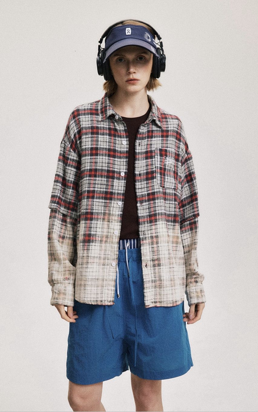 Japanese Brand × Vintage Gradient Dyed Plaid Long Sleeve Size US XL / EU 56 / 4 - 1 Thumbnail
