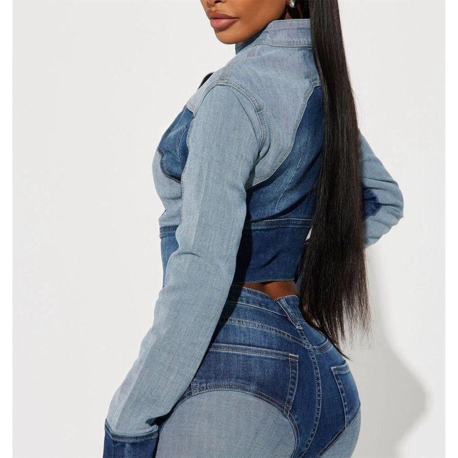 Fashion Nova Fashion nova Coronado Two Tone Denim Moto Jacket Size S / US 4 / IT 40 - 4 Thumbnail